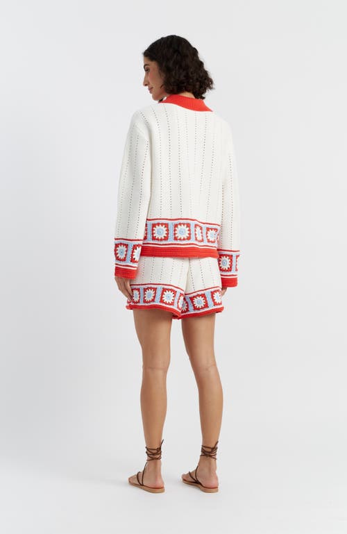 Chinti & Parker Crochet-knit Shirt In Cream-terracotta