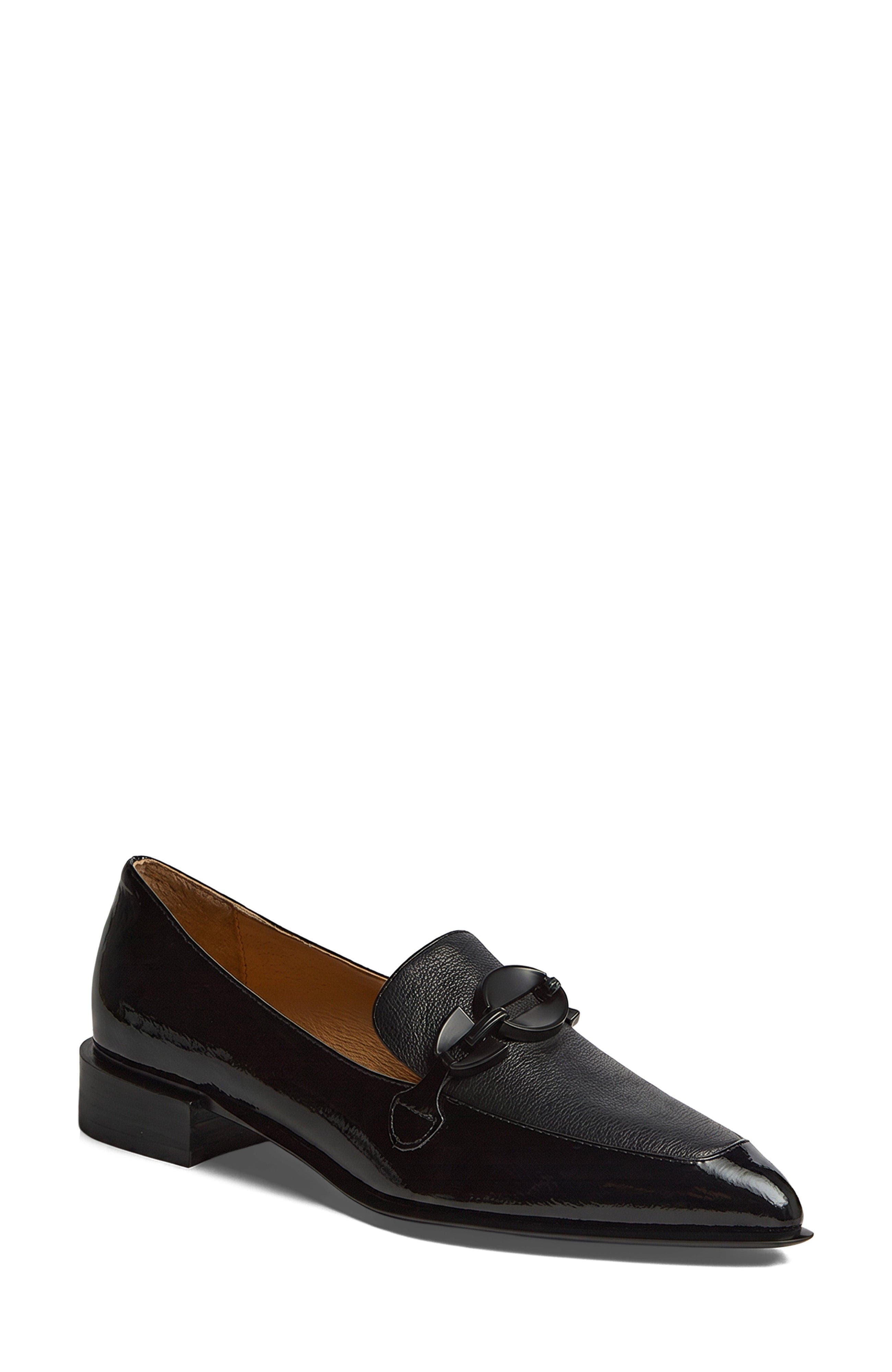 Elliots Pointed Toe Loafer, Main, color, Black Patent Leather