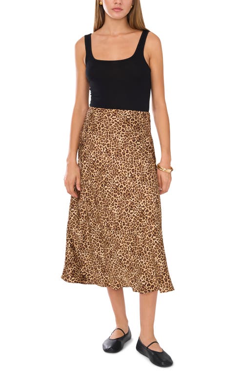 1.state Ditsy Darling Womens Animal Print Satin Midi Skirt In Sand