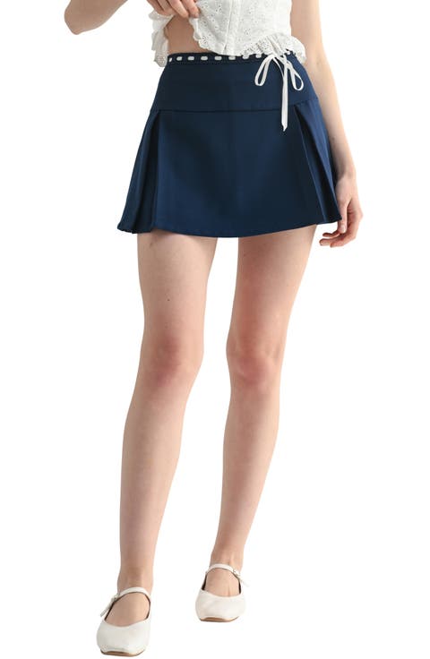 Lace Contrast Pleat Skort