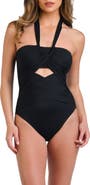 La Blanca Island Goddess Draped Bandeau One-Piece Swimsuit