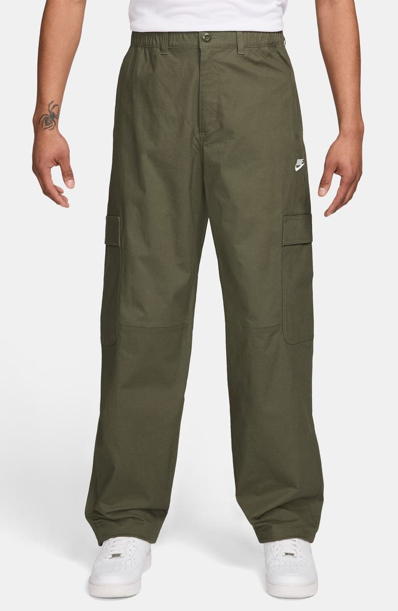 Nike Sportswear Club Stretch Cotton Ripstop Cargo Pants, Main, color, Medium Olive/ White