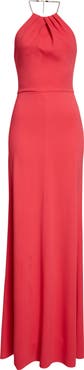 ST. JOHN Fluid Stretch Crepe Halter Neck Gown