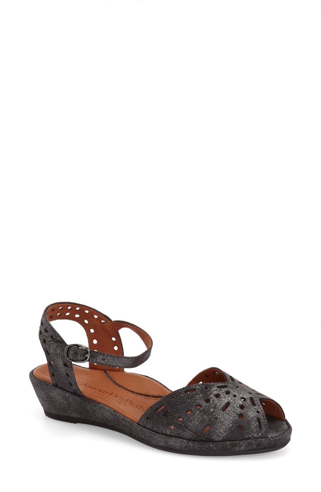 'Brenn' Ankle Strap Sandal, Main, color, GRAPHITE LEATHER