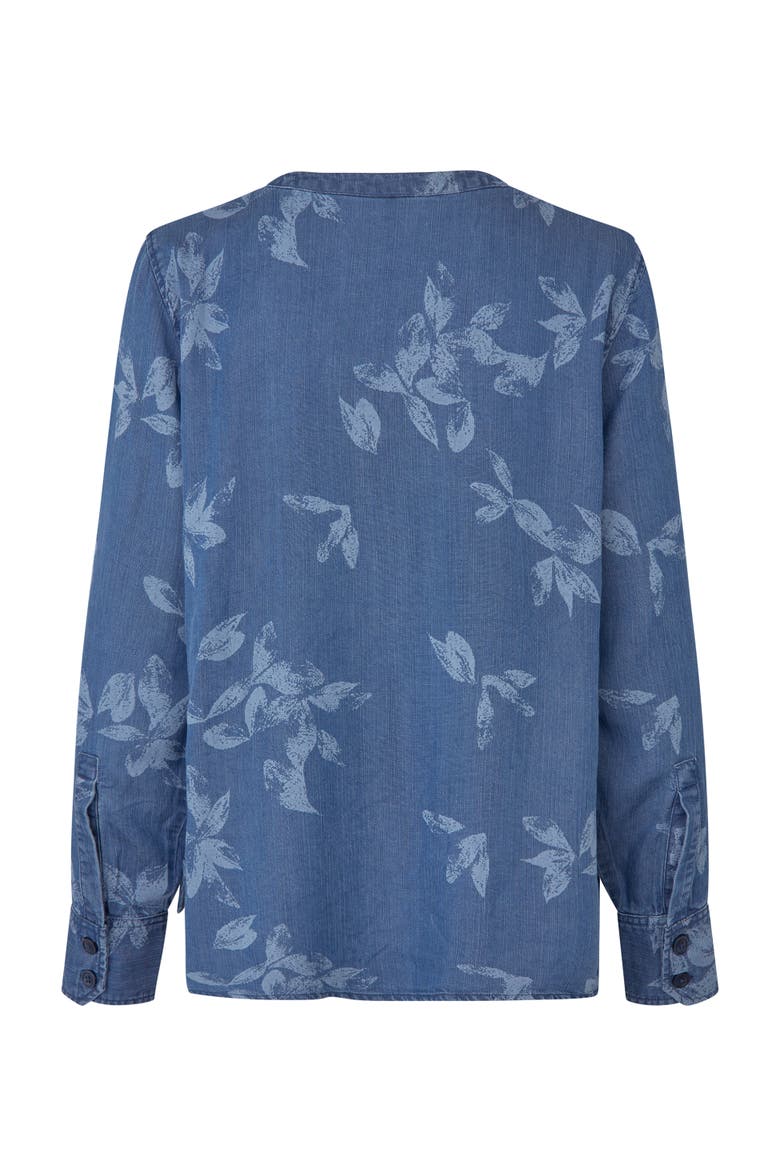 MaDariane Denim Floral Print Blouse, Alternate, color, Blue Denim