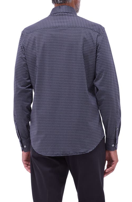 Bugatchi James Ooohcotton® Geometric Print Button-up Shirt In Black