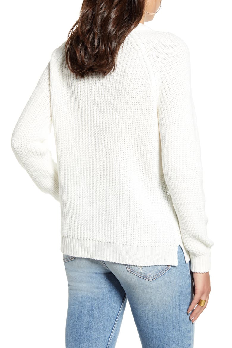 Shaker Stitch Crewneck Sweater, Alternate, color, SNOW