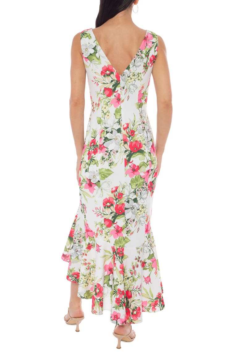 Printed Crepe High-Low Maxi Dress, Alternate, color, WHITE MULTI