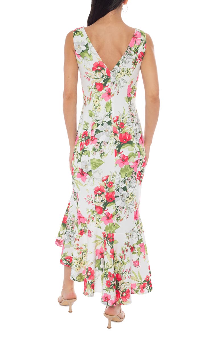 Marina Printed Crepe High-Low Maxi Dress, Alternate, color, White Multi
