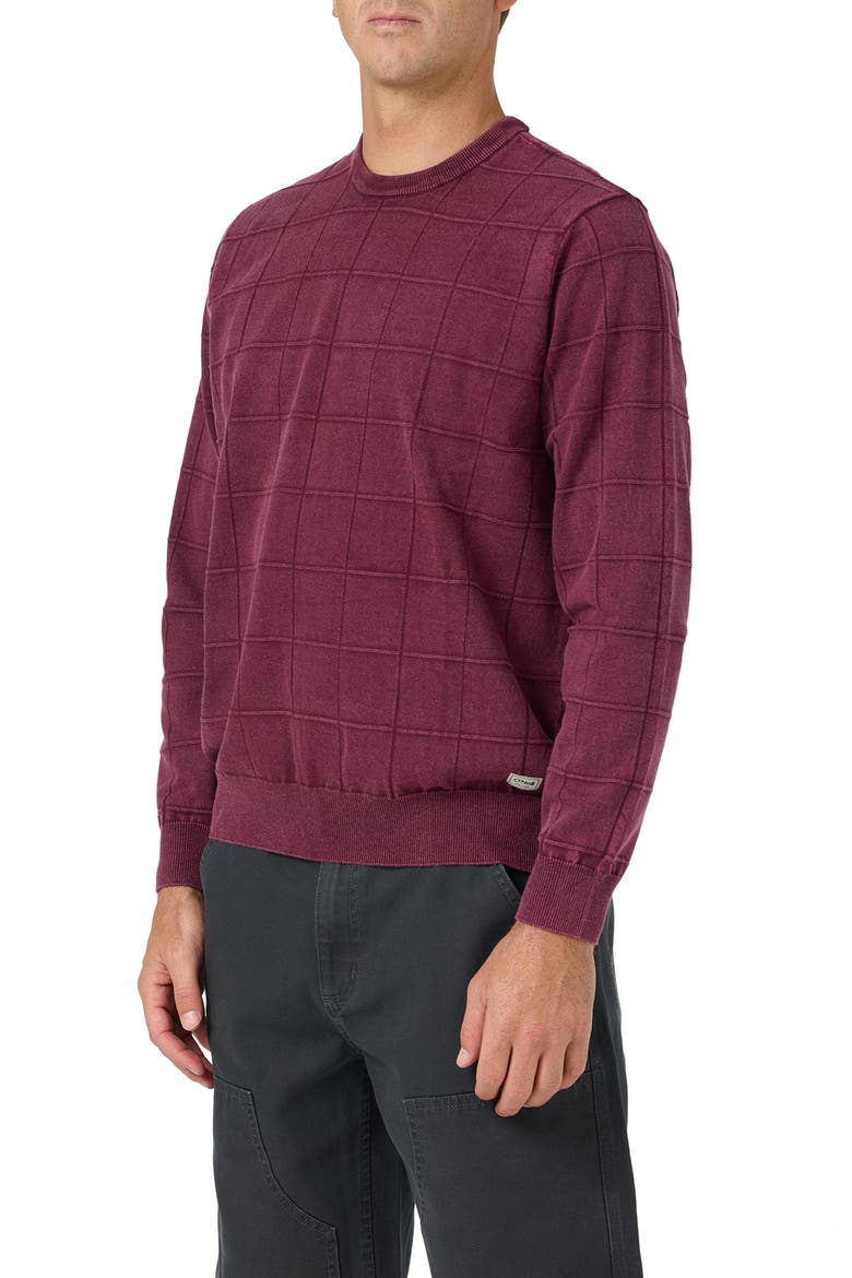 OG Windowpane Cotton Crewneck Sweater, Alternate, color, FIG
