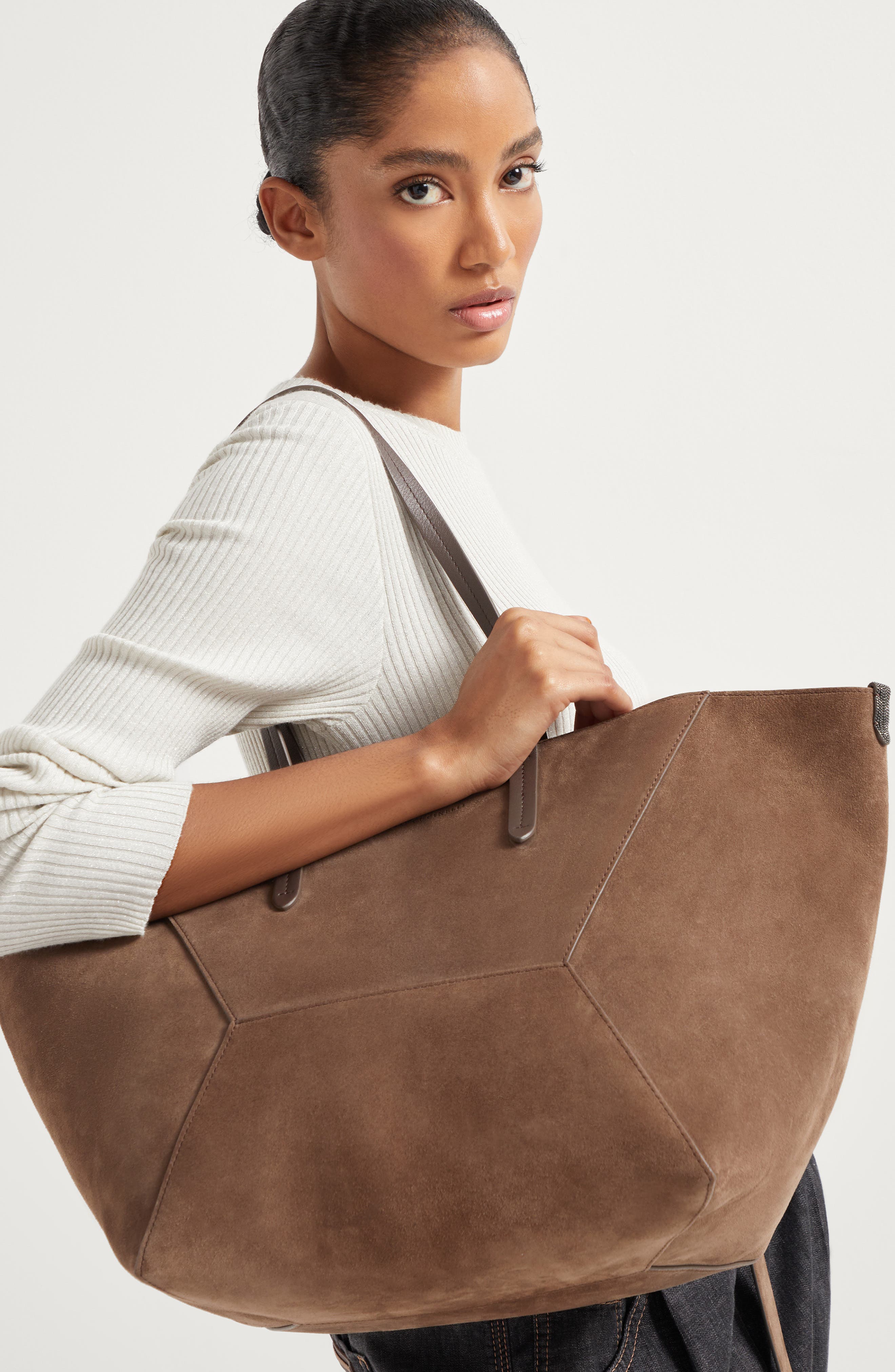 Brunello Cucinelli Suede BC Duo bag, Alternate, color, 