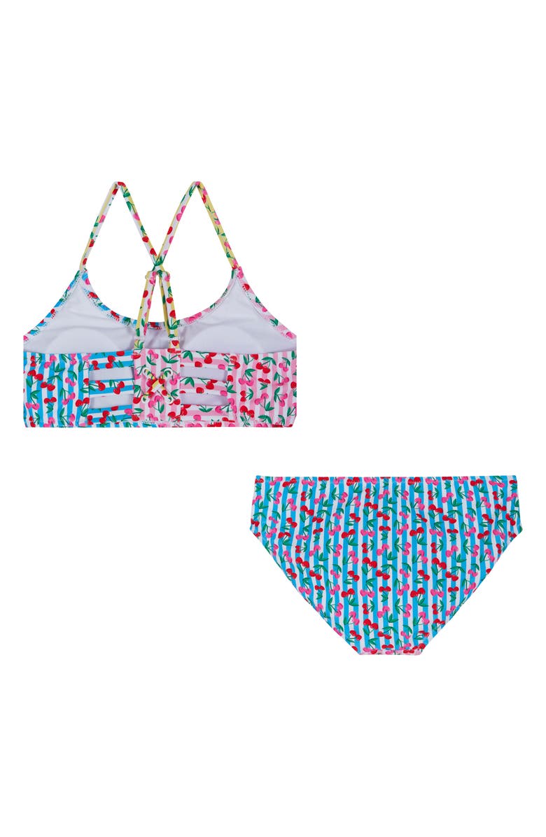 Andy & Evan Kids' Cherry Stripe Two-Piece Swimsuit, Alternate, color, Pink Cherry