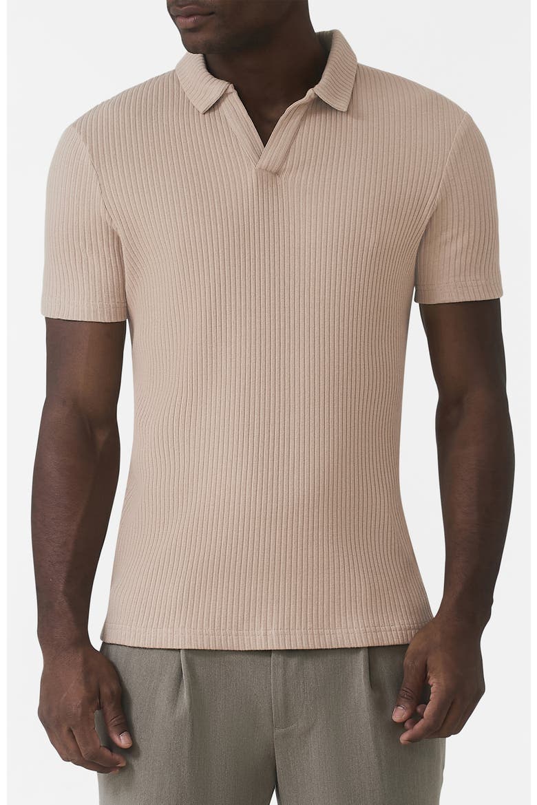Elysee Slim Ribbed Revere Polo, Main, color, Light Beige