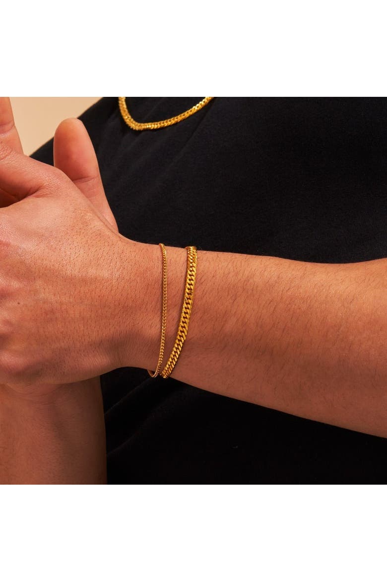 Diamond Cut Curb Chain Bracelet, Alternate, color, Gold