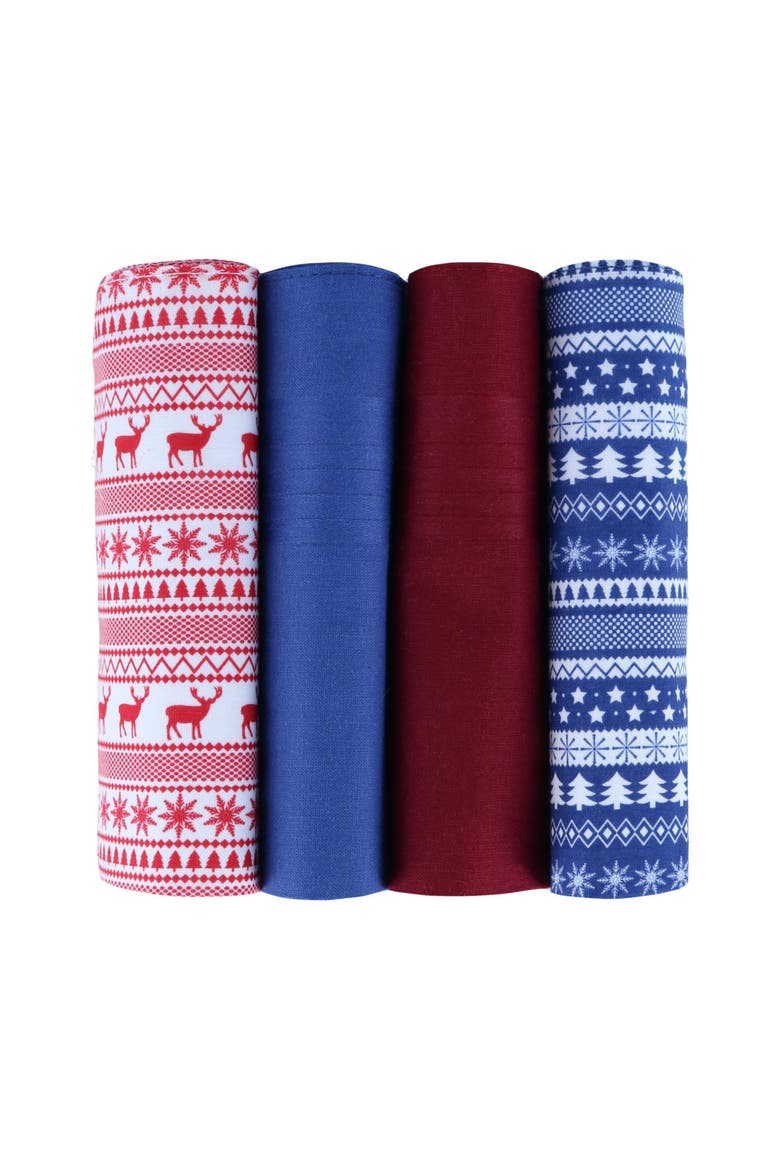 Men's 4 Pack Cotton Christmas Novelty Hankies, Main, color, Multiple