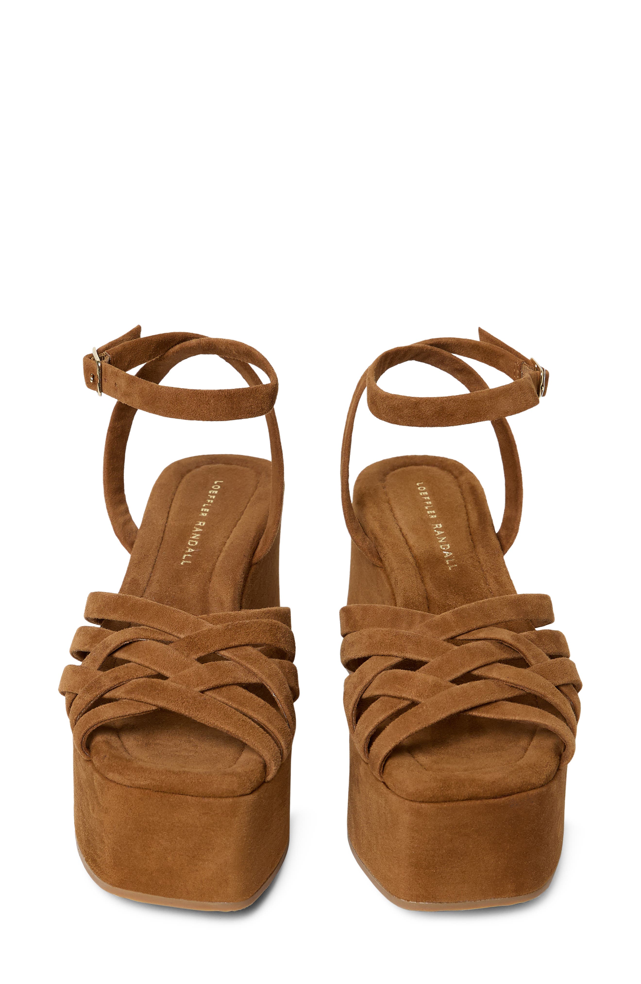 Loeffler Randall Channing Ankle Strap Platform Wedge Sandal, Alternate, color, Cacao