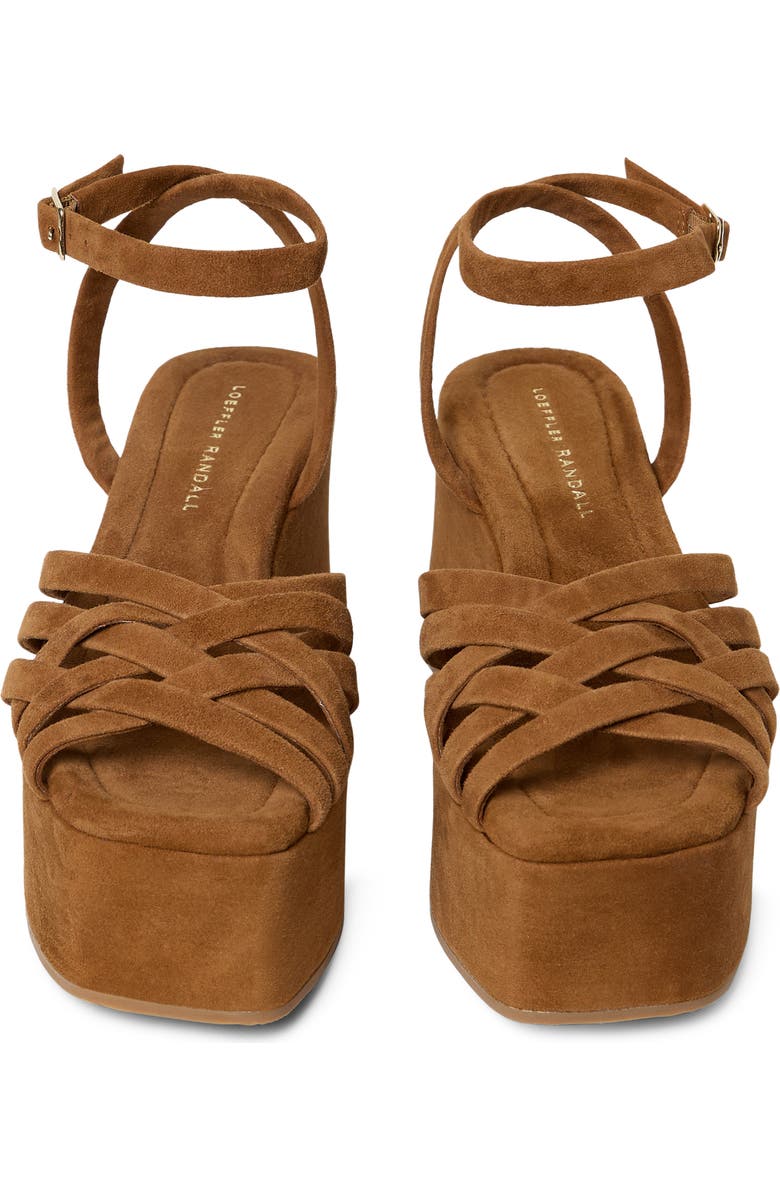 Loeffler Randall Channing Ankle Strap Platform Wedge Sandal, Alternate, color, Cacao