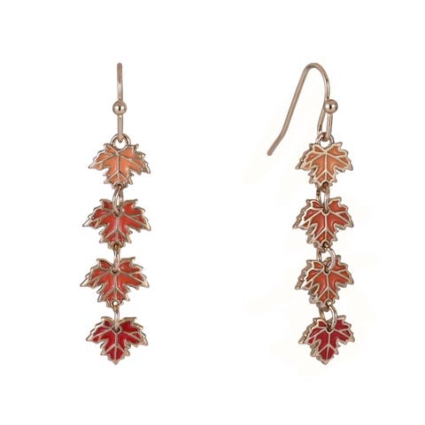 Enamel Linear Maple Leaf Earrings