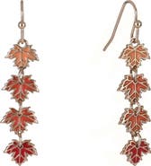 Hallmark Enamel Linear Maple Leaf Earrings
