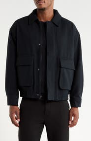 Open Edit Collared Wool Blend Bomber Jacket