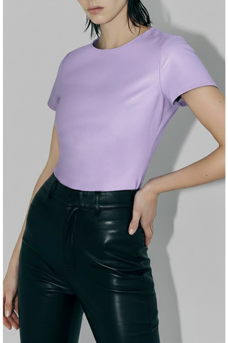 Brando Stretch Leather Tee, Main, color, Pastel Lilac