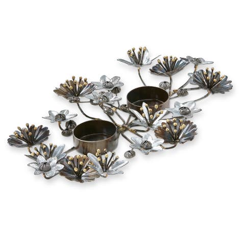 Flora Metal Flower Tealight Candle Holder Tabletop Decor