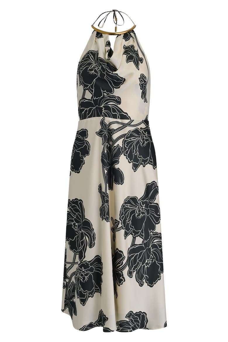 Floral Midi Dress, Alternate, color, CREAM/ BLACK