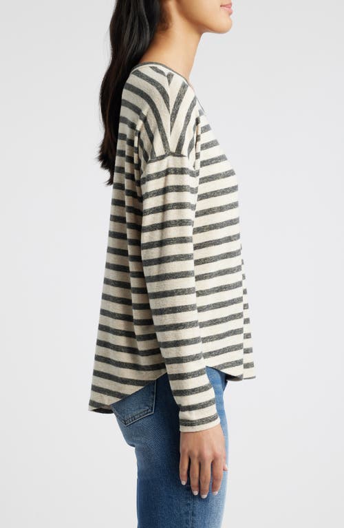 Lucky Brand Stripe Crewneck Knit Shirt In Natural St