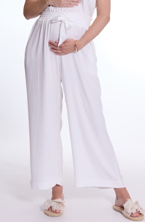 Sahel Smocked Twill Maternity Pants