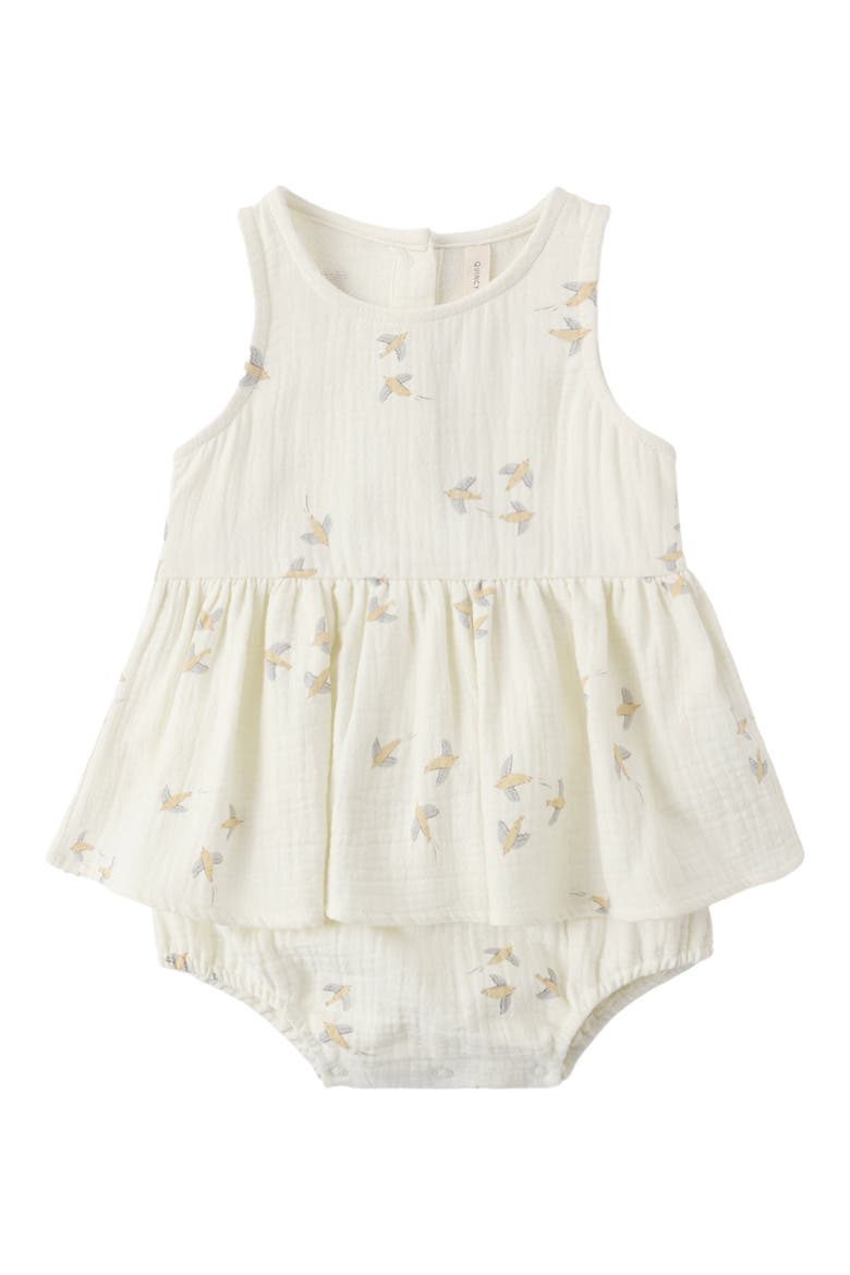 Skirted Organic Cotton Romper, Alternate, color, IVORY