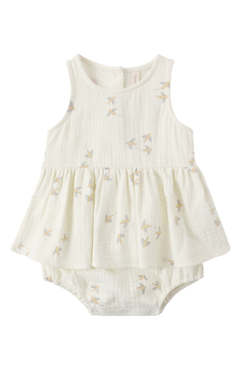QUINCY MAE Skirted Organic Cotton Romper, Alternate, color, Ivory
