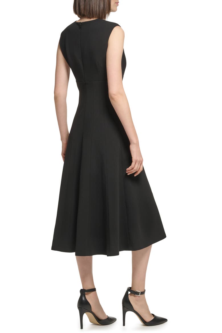 Scuba Crepe Fit & Flare Dress, Alternate, color, BLACK