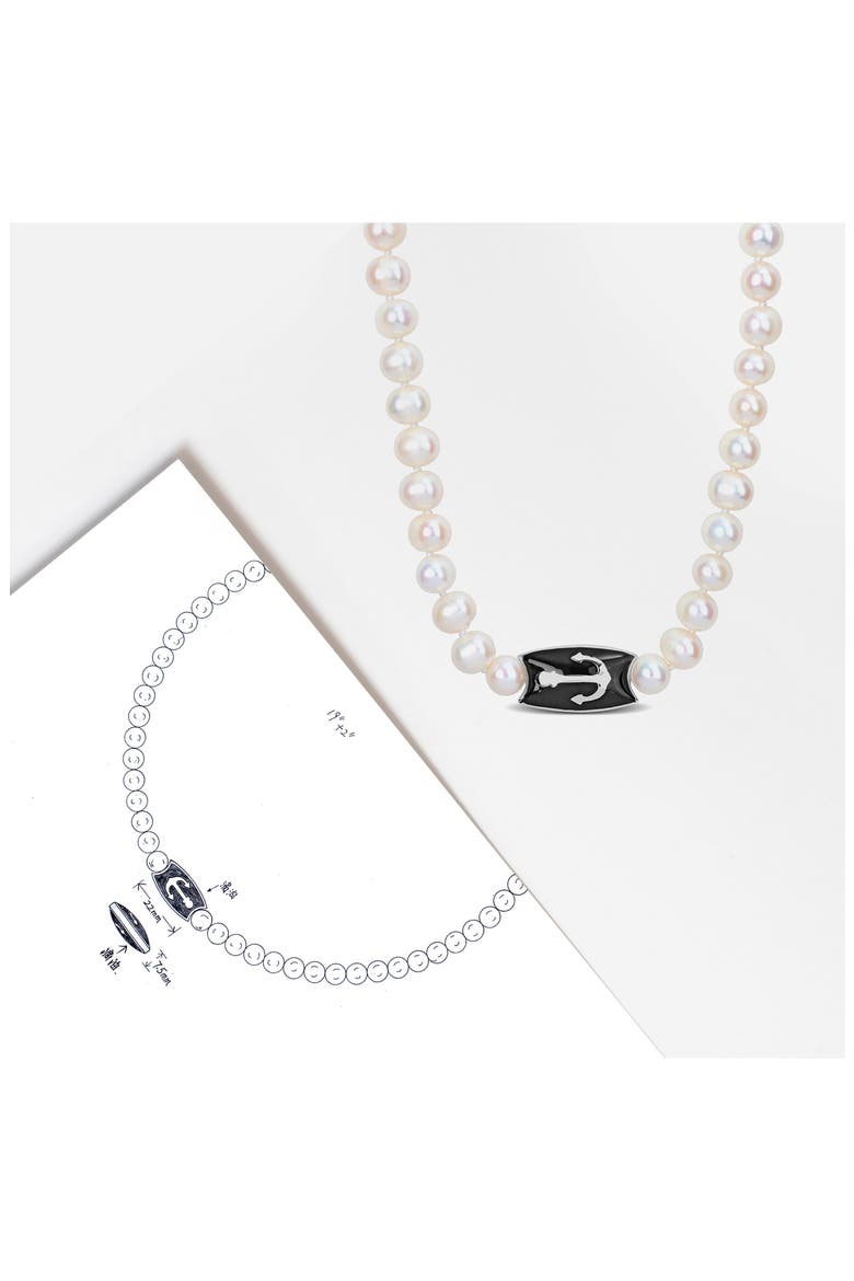 Cultured Pearl Anchor Pendant Necklace, Alternate, color, IVORY