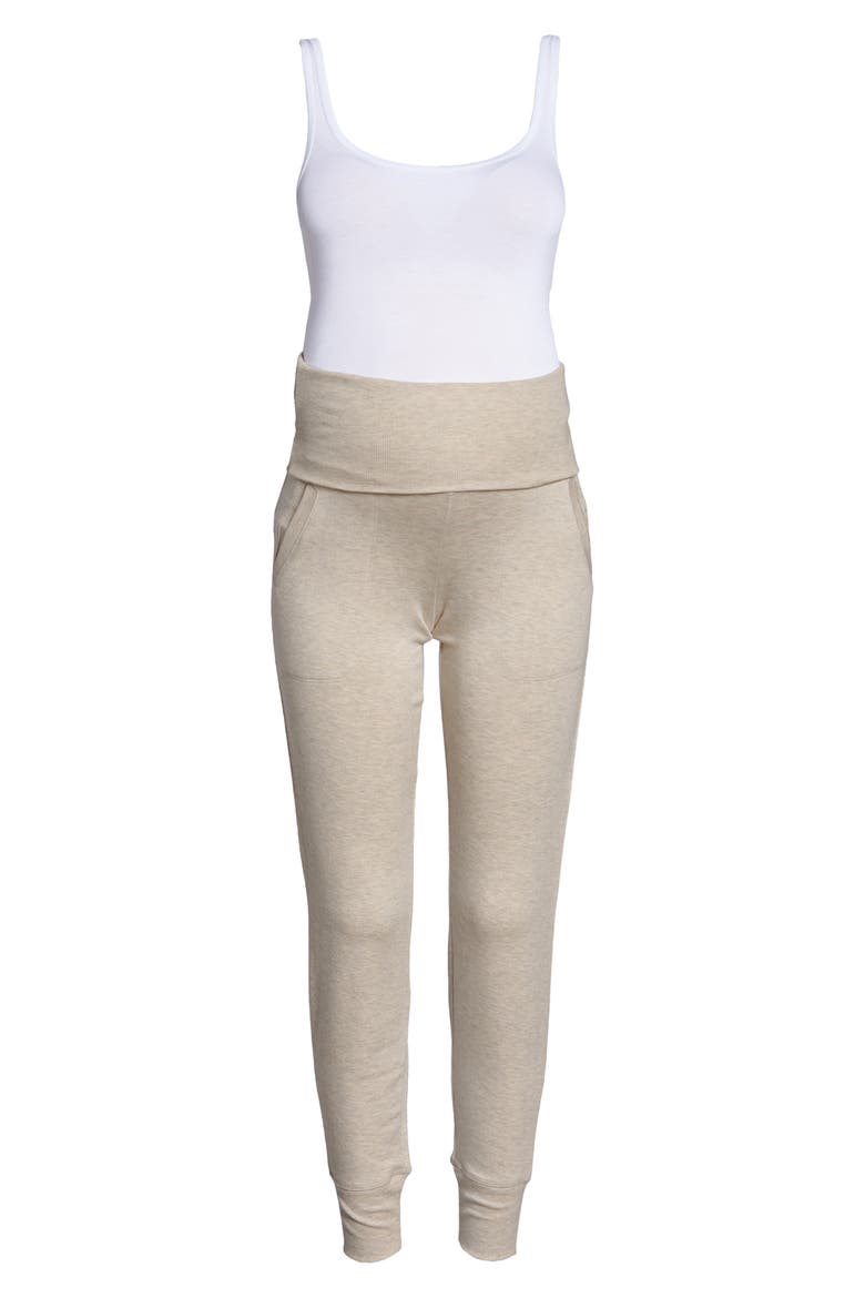 Cozy Fleece Foldover Maternity Joggers, Alternate, color, OATMEAL HEATHER