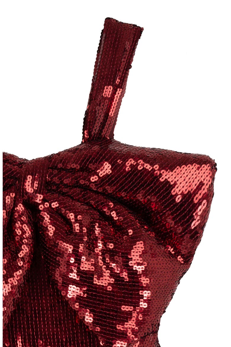Kids' Sequin Bow Skater Dress, Alternate, color, BURGUNDY