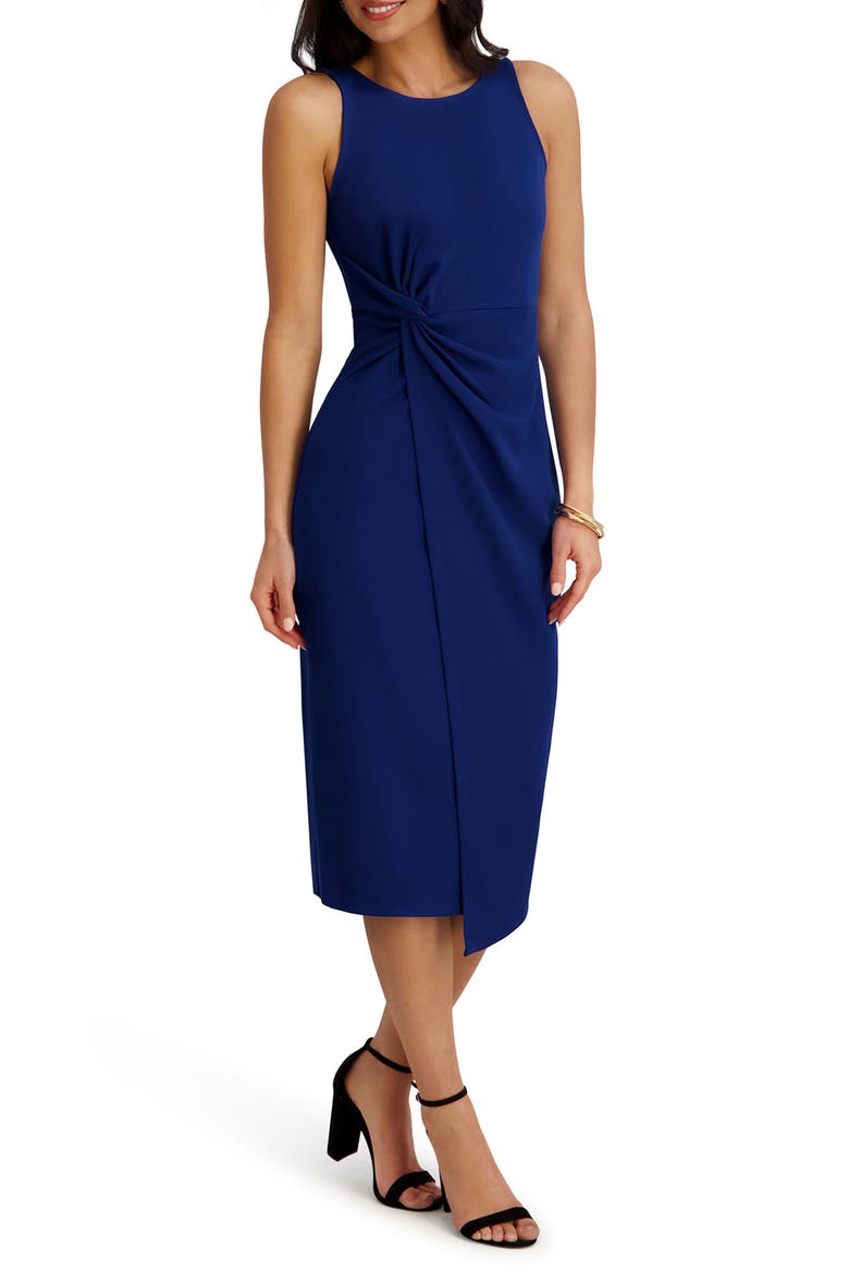 Side Knot Crepe Scuba Dress, Alternate, color, SAPPHIRE