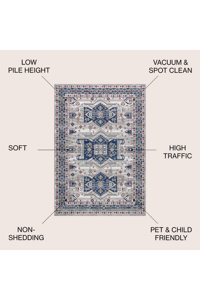 Modern Persian Vintage Medallion Area Rug, Alternate, color, Blue/Light Grey