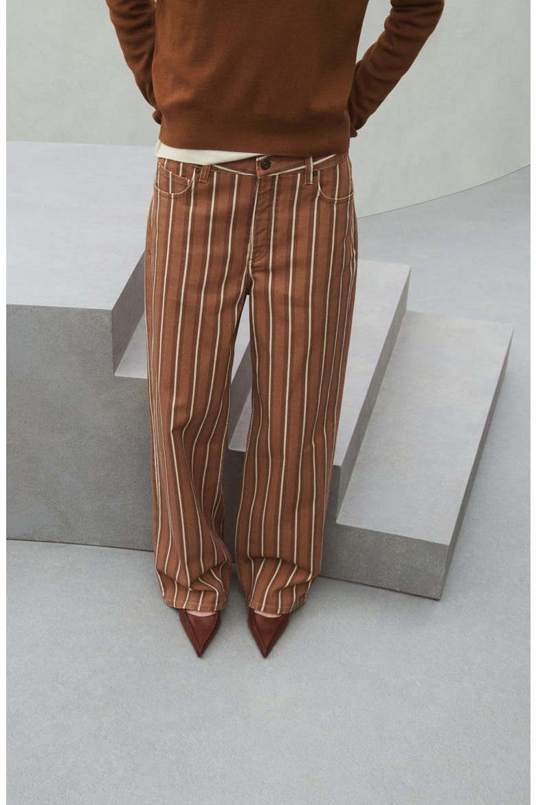 Stripe Straight Leg Jeans, Alternate, color, MEDIUM BROWN