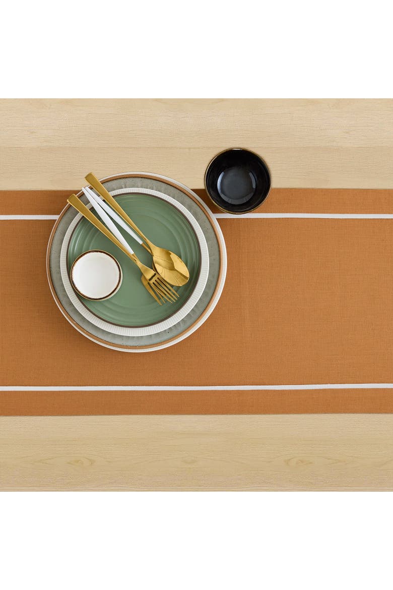 Linen Table Runner - Kensington, Alternate, color, Brown Sugar