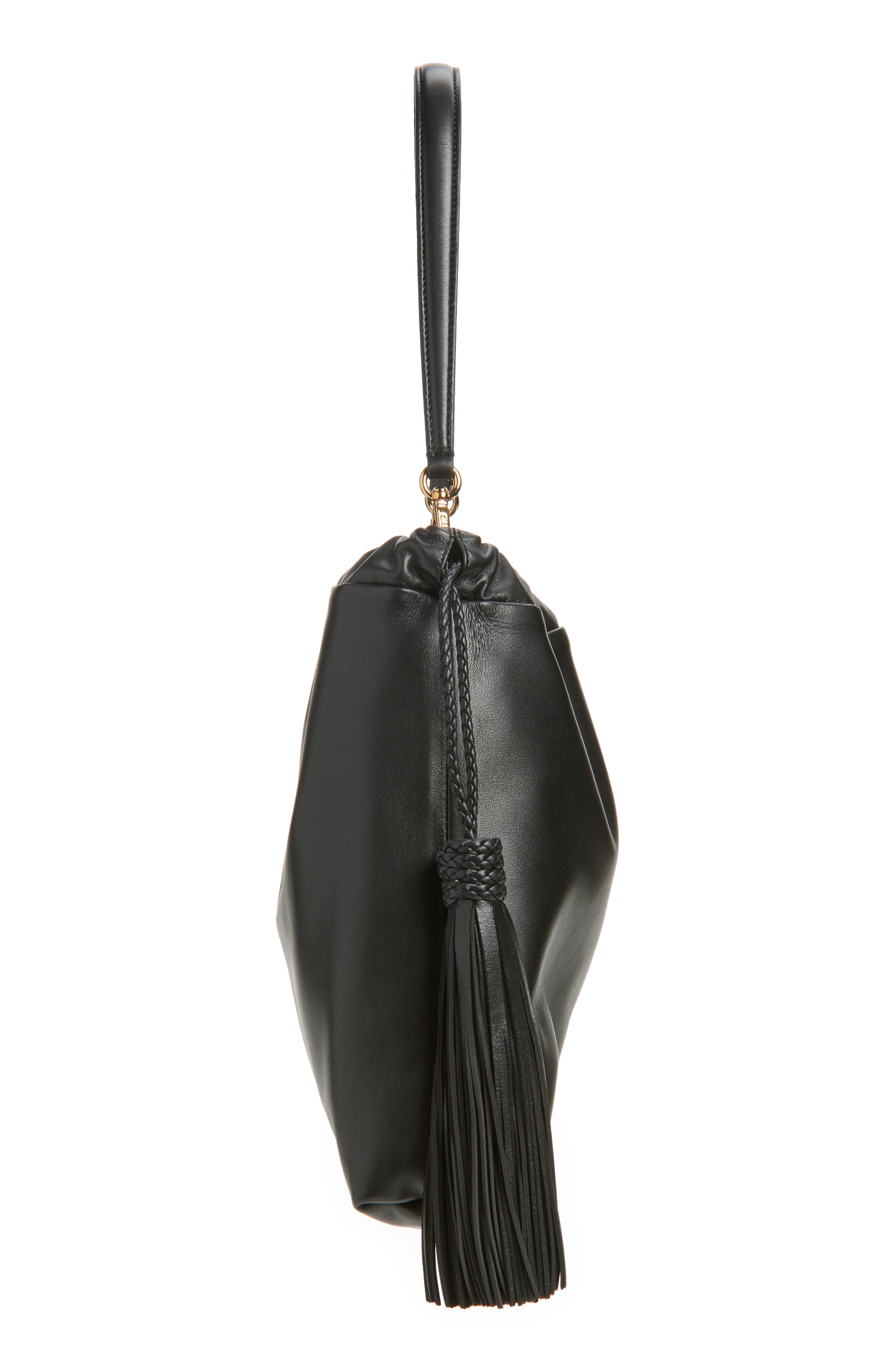 Etro Medium Kalispera Tassel Leather Shoulder Bag, Alternate, color, Black