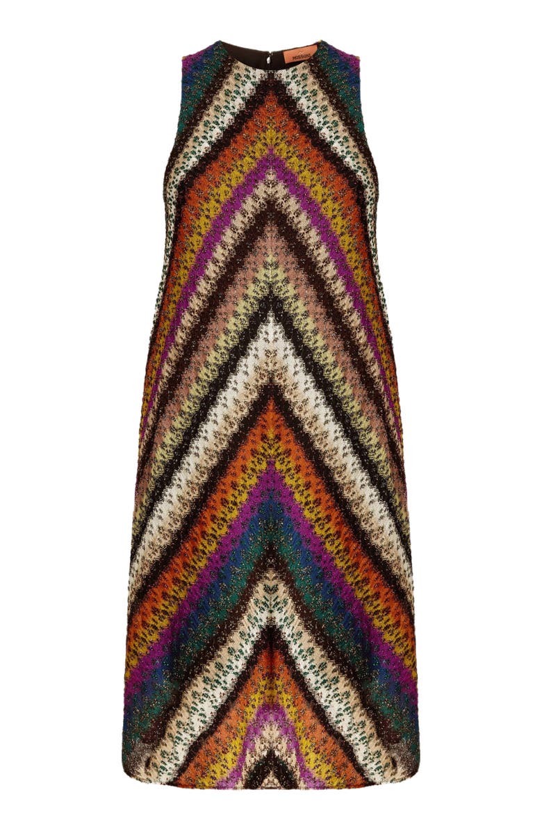 Missoni Crew Neck Mini Dress In Perforated Tulle Lace, Alternate, color, Multicoloured
