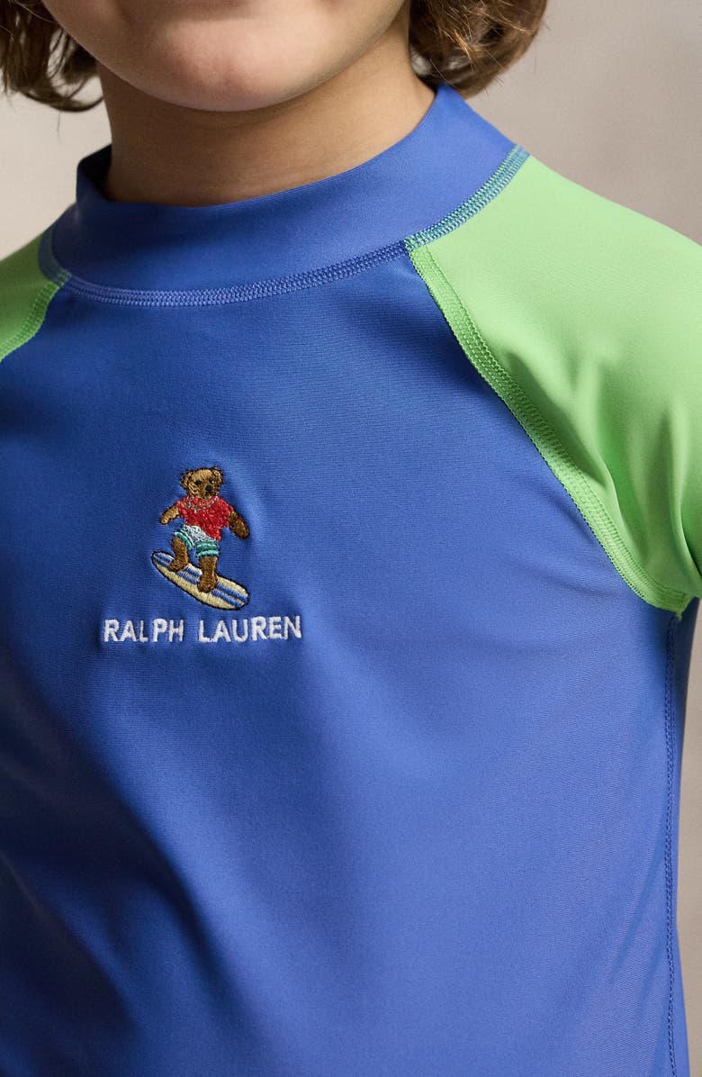 Polo Ralph Lauren Kids' Long Sleeve Performance Rashguard, Alternate, color, Bai Blue/ Lime