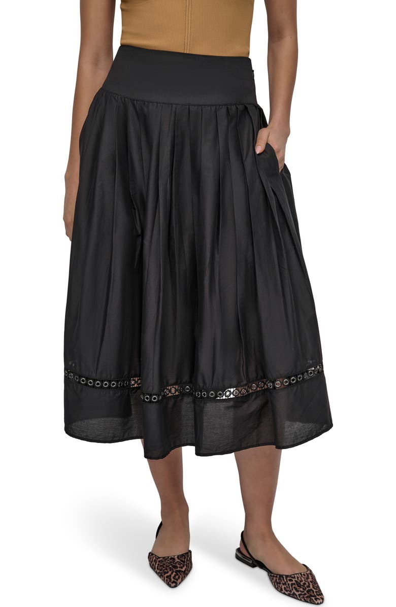 DKNY Drop Waist Cotton Voile Skirt, Main, color, 