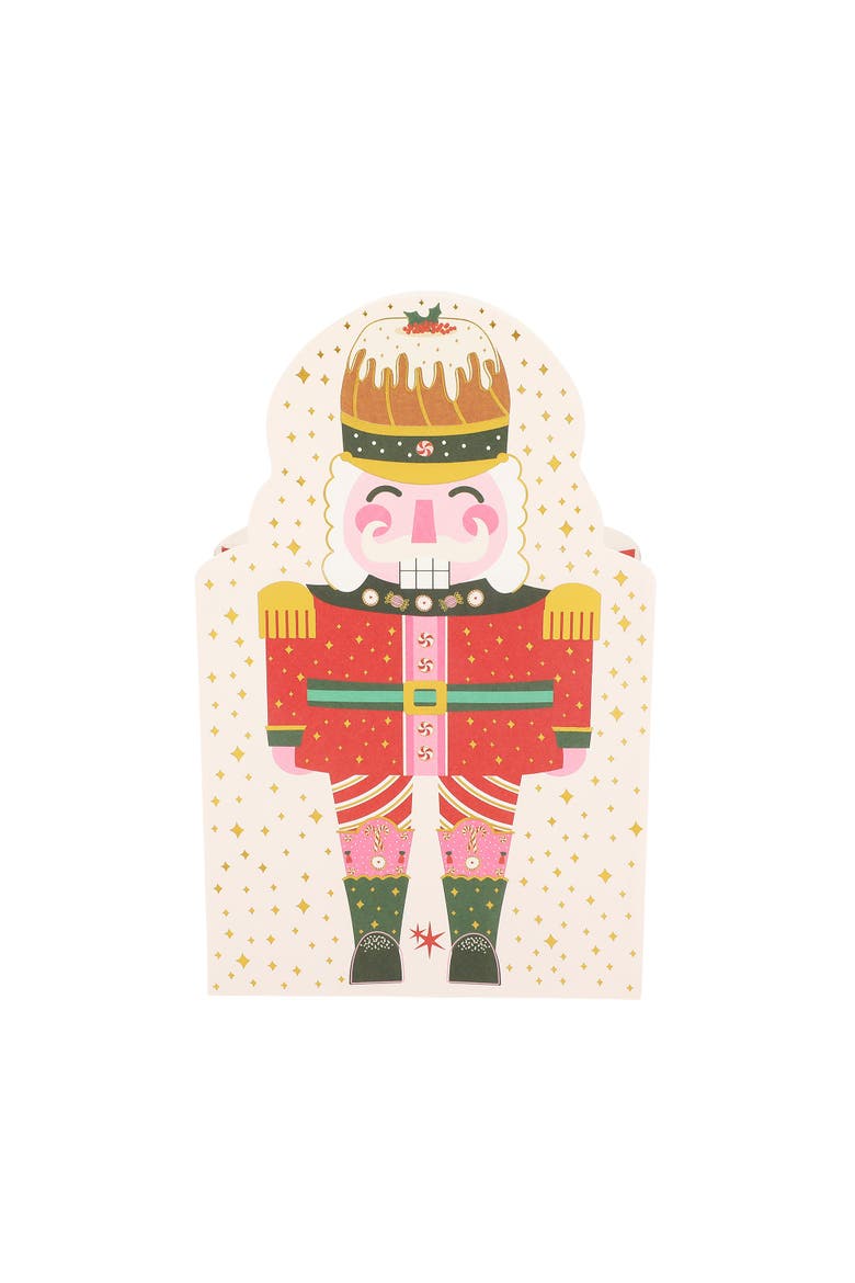 Nutcracker Pop-Up Vase Slip Covers Set of 3 - Gold Foil Die-Cut Nutcracker Paper Vase Sleeves in 3 Festive Colors for Holiday Table Centerpieces, Alternate, color, Multicolor