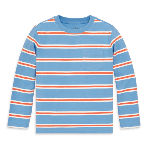 Kids Long Sleeve Pocket Tee In Varsity Stripe