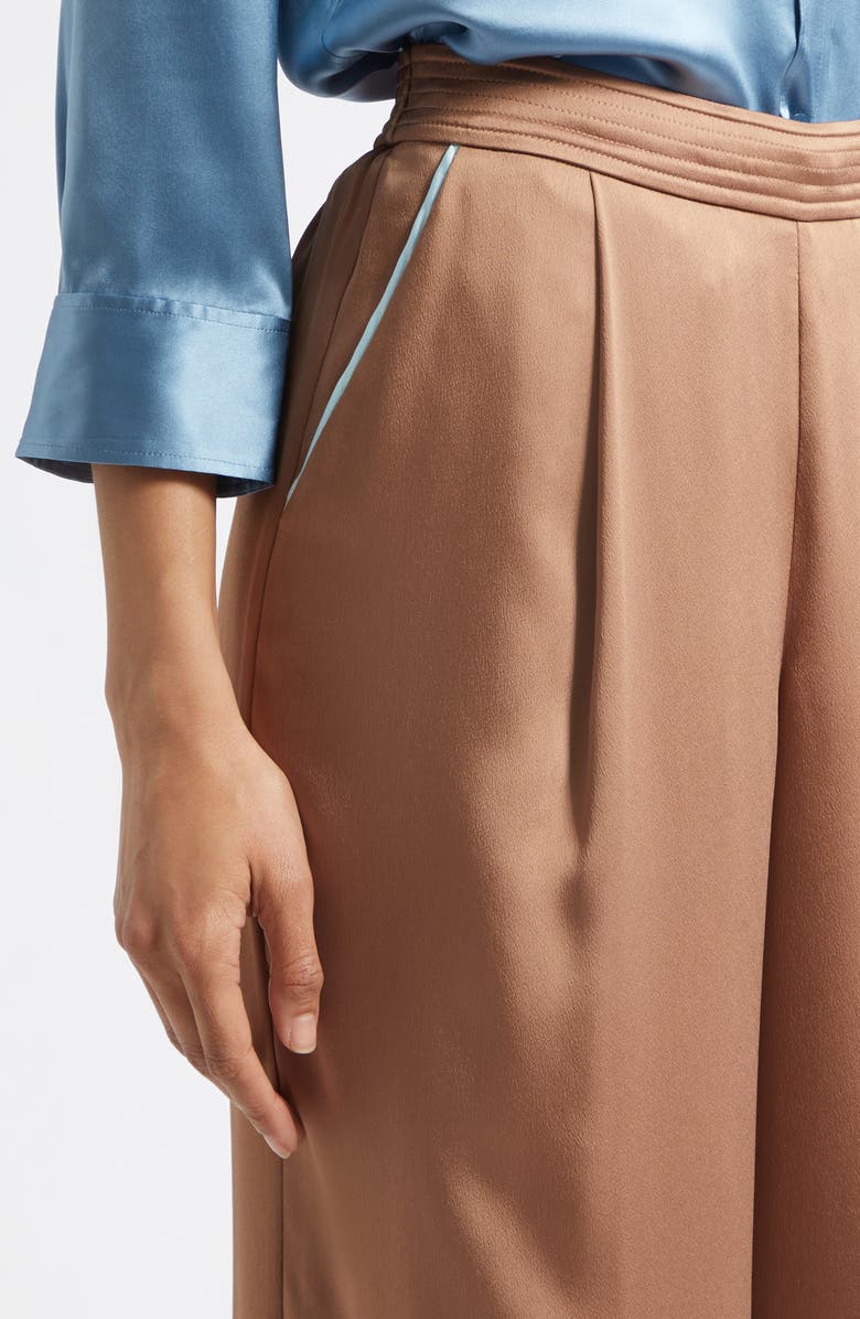 L'AGENCE Tavia Satin Pants, Alternate, color, Mocha Tan/ Cool Blue