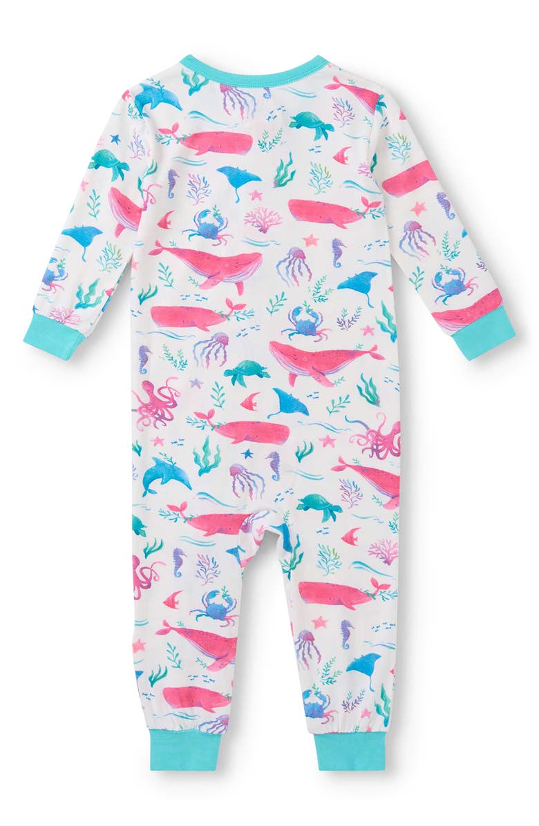 Hatley Painted Sealife Organic Cotton Zip Romper, Alternate, color, 