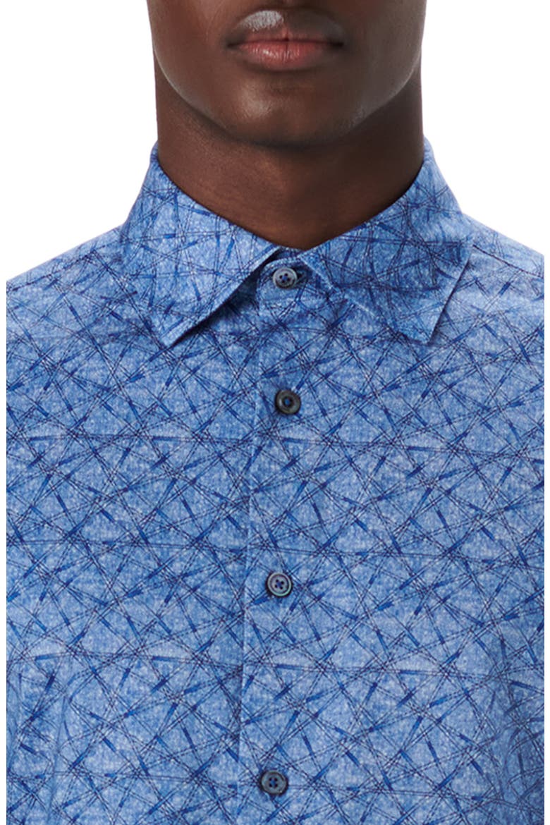 OoohCotton® Abstract Print Button-Up Shirt, Alternate, color, CLASSIC BLUE