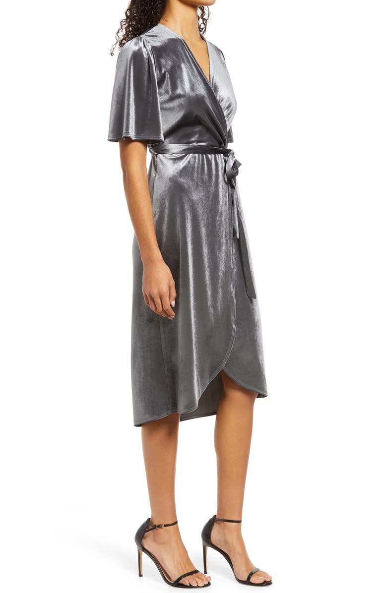 Fraiche by J Velvet Faux Wrap Dress, Alternate, color, 