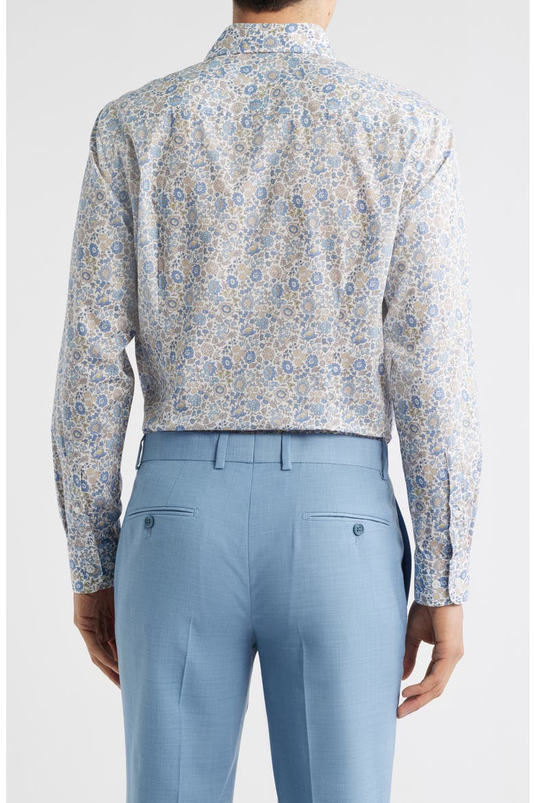 Bourget Floral Cotton Button-Up Shirt, Alternate, color, BLUE